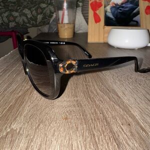 Coach Black Sunglasses with Gold and Orange Detail